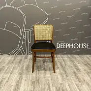 Стул Ницца черная экокожа дерево (орех) ротанг натуральный - 12