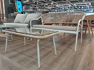 Сет Римини плетеный бежевая ткань ножки металл белый - 28