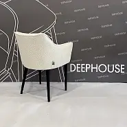 Стул Moscow Denis Simachev for DH молочная ткань букле ножки черные - 10