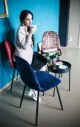 Стул Копенгаген темно-синий бархат ножки черные - 3