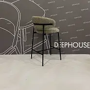 Стул барный Феррара бежево-коричневая ткань ножки черные - 11