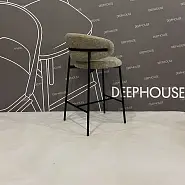 Стул полубарный Феррара бежево-коричневая ткань ножки черные - 11