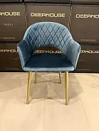 Стул Белладжио зелено-серый бархат ножки золото - 8